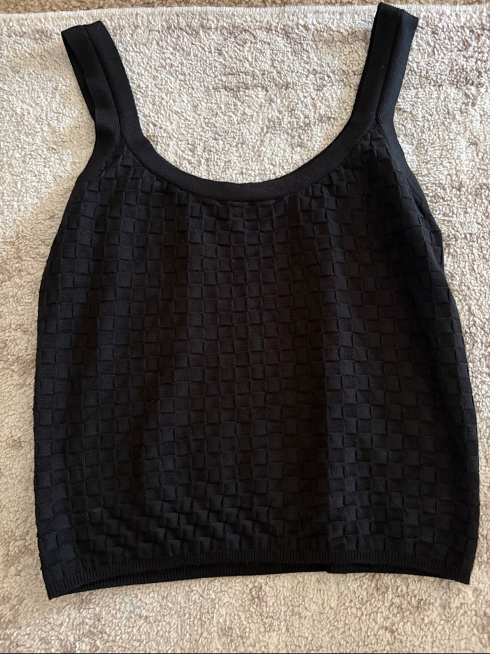 Black Textured Knit Tank Top